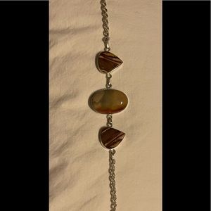 Stunning  Sterling Silver stamped 925 green Jasper Bracelet 8”